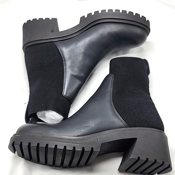 🚨NEW🚨STEVE MADDEN🚨 HOLLEY BLACK ANKLE CHUNKY CHELSEA BOOT LADIES 12 NWOB - Picture 12 of 16